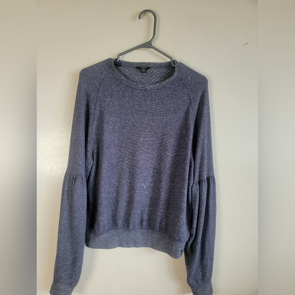 Buffalo David Bitton Tops - Buffalo David Bitton Womens Heathered Blue puffy sleeve shirt